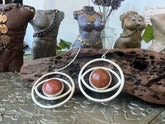 Silver Sun Stone Eye Earring