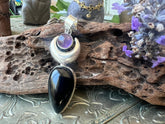 Silver Amethyst Onyx Sacred Feminine Pendant