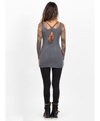 Cleopatra Tank Top - Gray and White