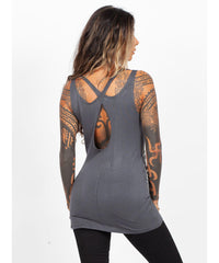 Cleopatra Tank Top - Gray and White