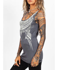 Cleopatra Tank Top - Gray and White