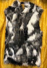 Faux Fur Black & White Vest with Hood