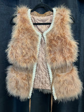 Light Brown Faux Fur Vest with Pearls