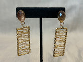 Topaz Wire Rectangle Dangle Earrings