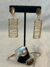 Topaz Wire Rectangle Dangle Earrings