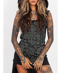 Tribal hooded tank top