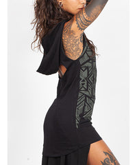 Tribal hooded tank top