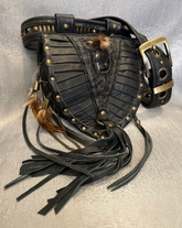 Feathers and Fur Bespoke Obsidian Leather Belt Bag