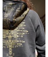 Tribal Print Hoodie in Black and Gold