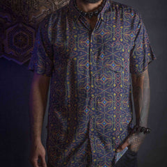 Psychedelic rebel Button Down Colorful Shirt with Prints