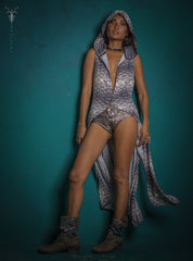 Hooded Long Dress with Print