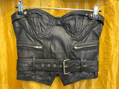 Black Leather Crop Corset
