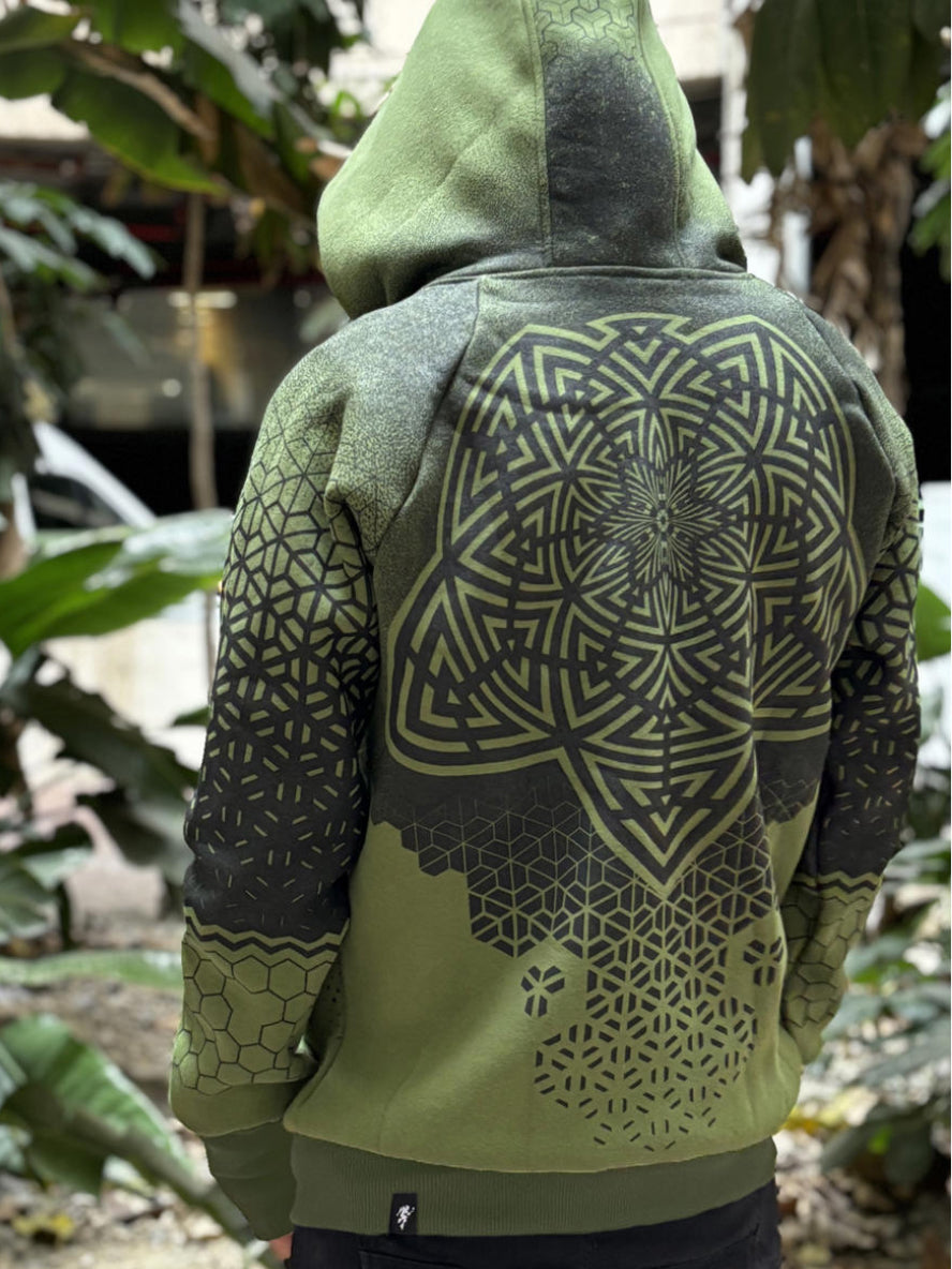 Geometric printed Tattoo art hoodie jacket