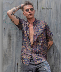 Psychedelic rebel Button Down Colorful Shirt with Prints