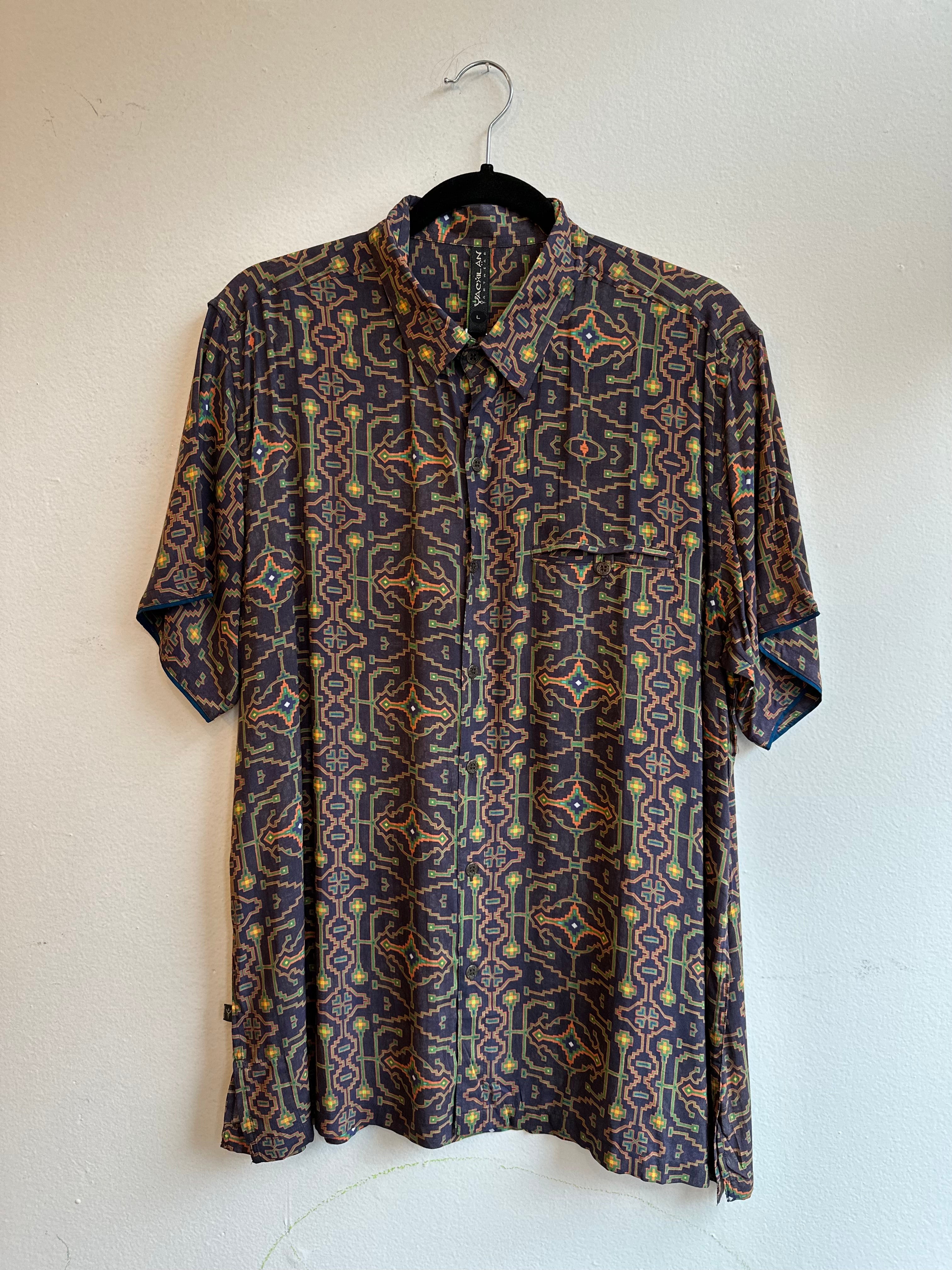 Psychedelic Bamboo Mens Button Down Shirt