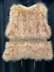 Light Brown Faux Fur Vest with Pearls