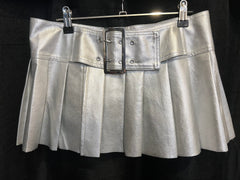 Silver Leather Skirt