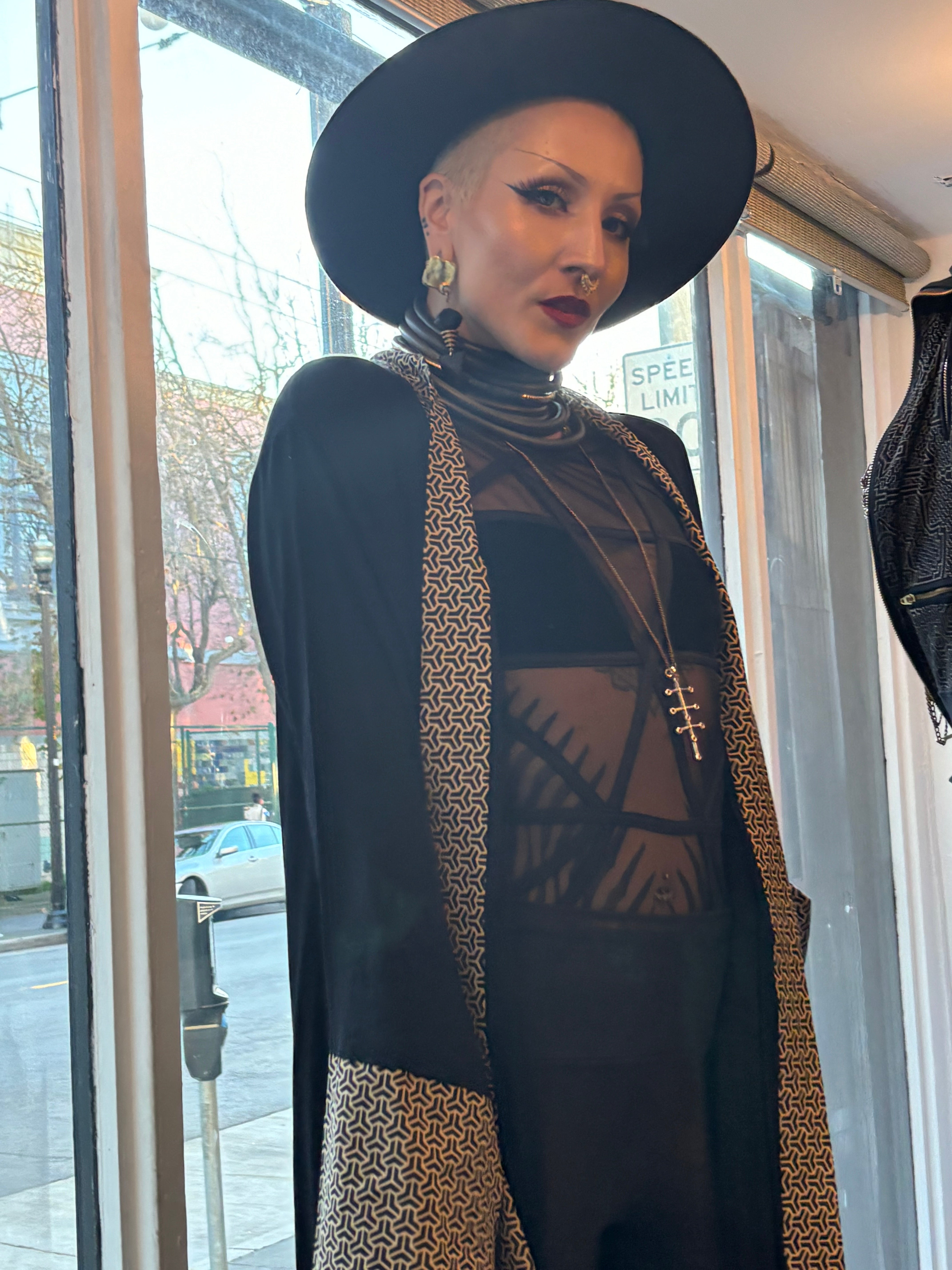 Black Tribe Kimono with geometric prints