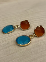 Double Drop Gemstone Earrings