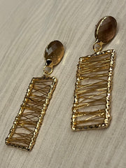 Topaz Wire Rectangle Dangle Earrings