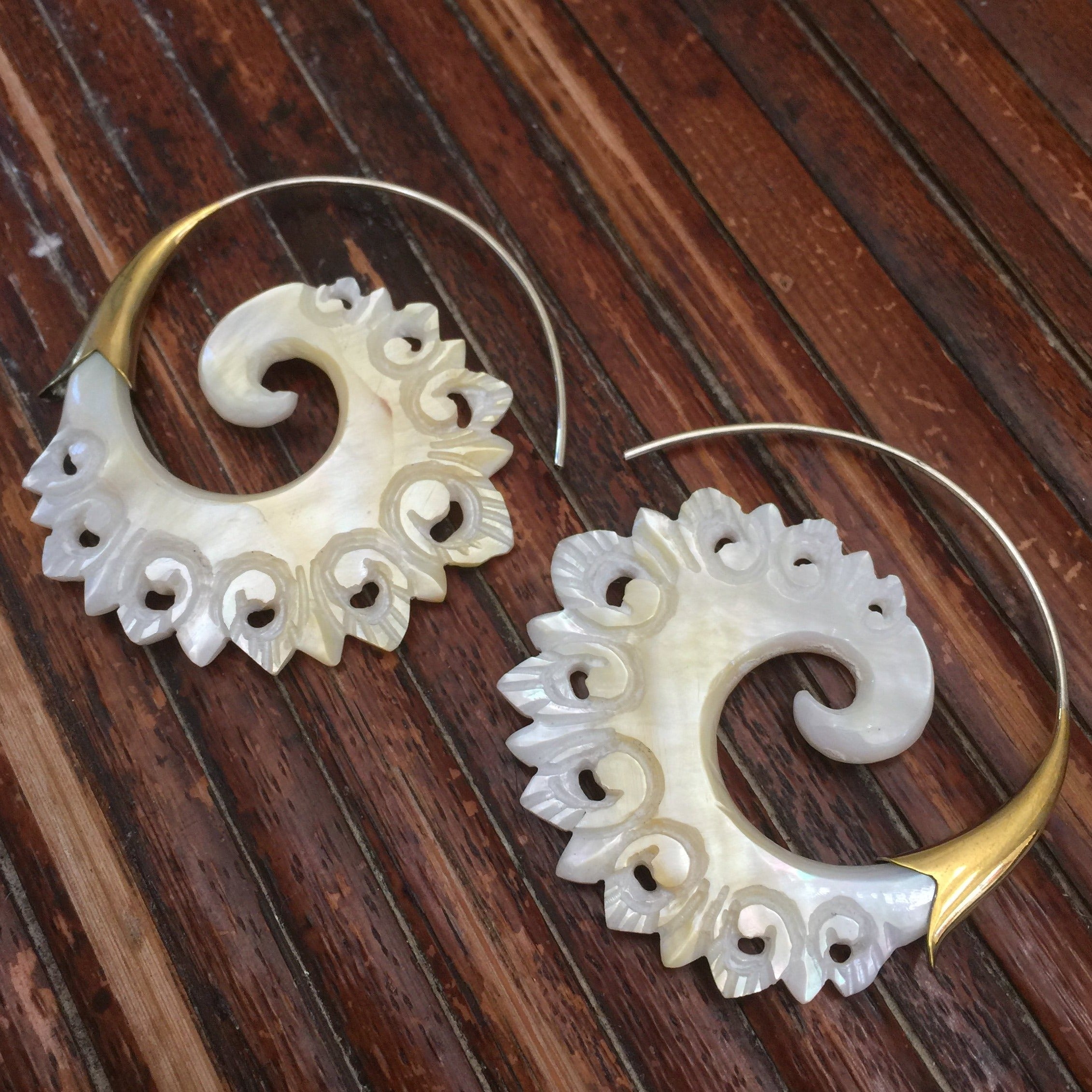 Mother of Pearl Shell sculpted earrings