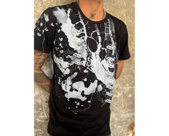 Black and White Tshirt with Abstract Print