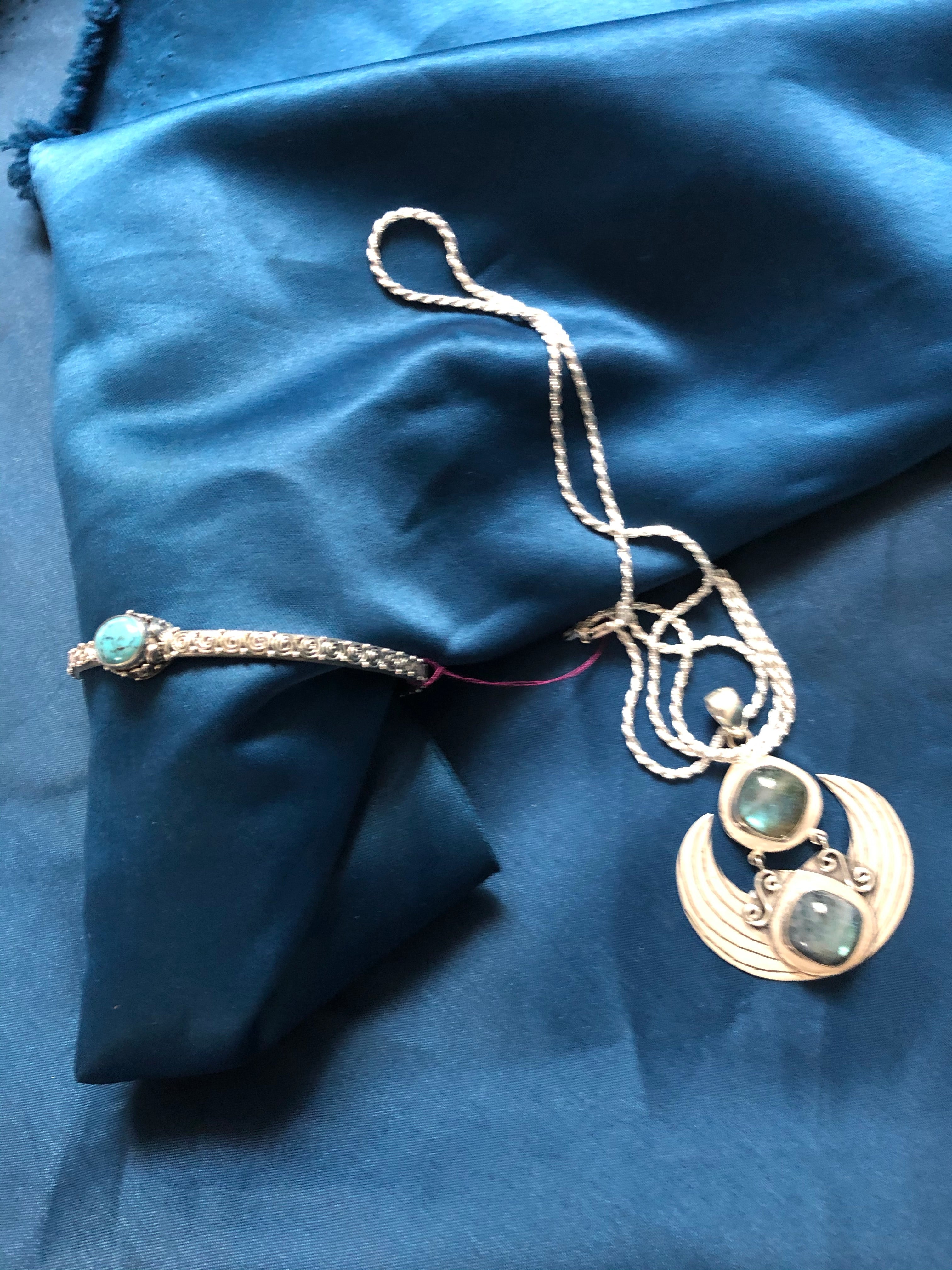 Luna Atlantica Set -  Bracelet and Necklace with Silver Chain